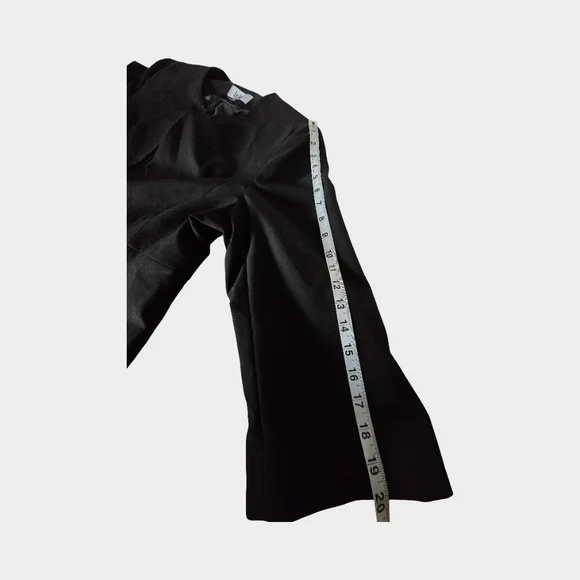 Le Suit Black Long Blazer Collarless Jacket Structured Career Minimalist Open 18 - Picture 7 of 16